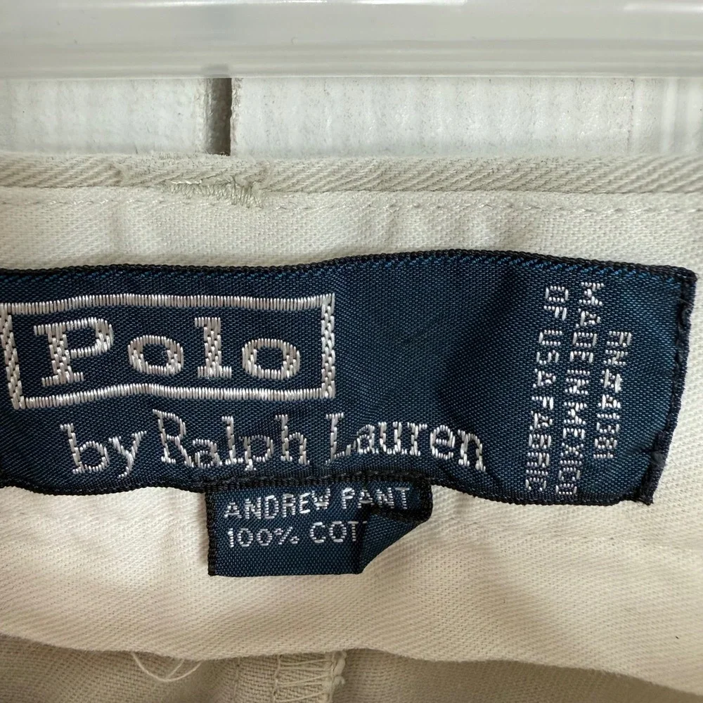 Polo Ralph Lauren Andrew Pant 40/34 Tan Khaki Pleated Chino Old Money Preppy